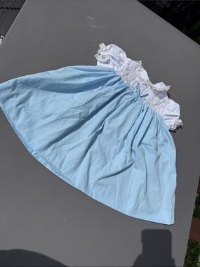18m 1960s  Vintage like new Light Blue & White Smocked Baby Dress NWOT